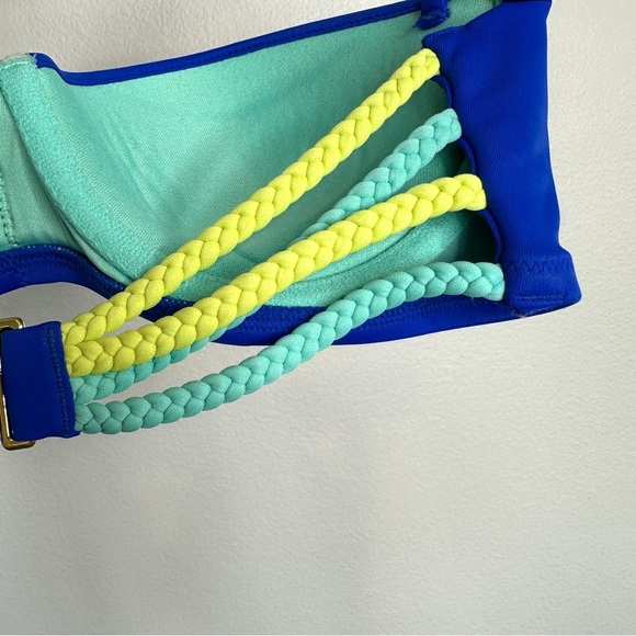 Victoria's Secret Strapless Bandeau Bikini Top Blue Underwire Padded 32C - Picture 4 of 8